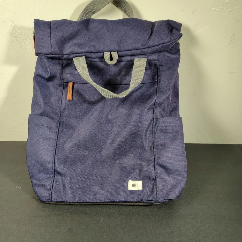 ORI London Backpack Purple Nylon Roll Top Magnetic Commuter Bag
